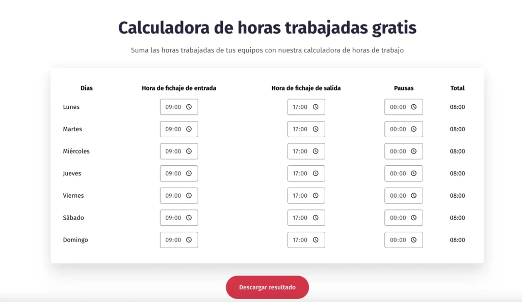 calculadora de horas